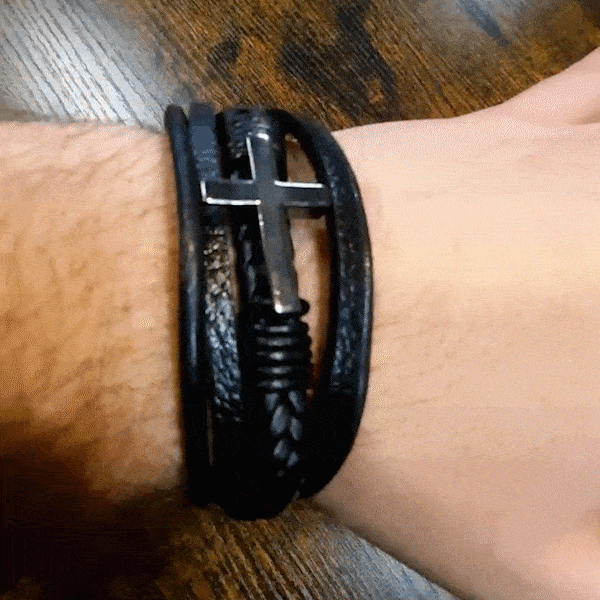 shineon Men's Cross Bracelet